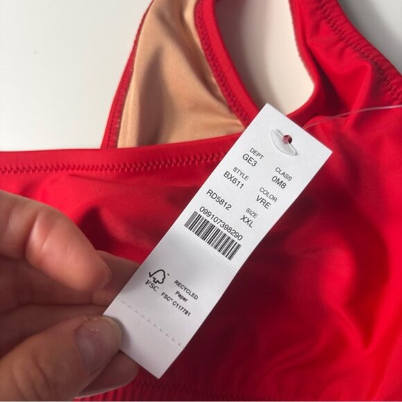 J. Crew Red Bikini Top Swimwear scoopneck - Picture 3 of 6